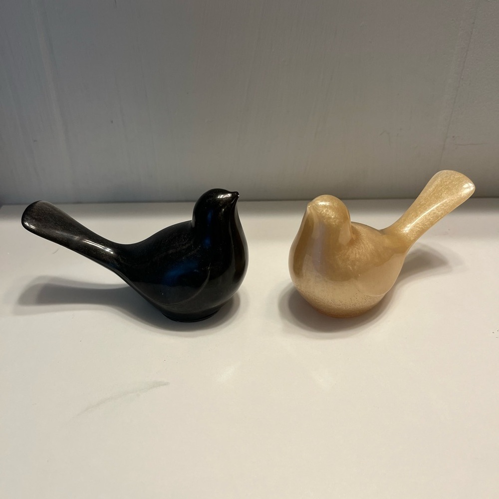 Pick (1) Handmade Black or Gold Bird Figurines
